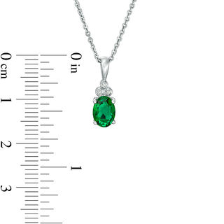 Oval Green Quartz Doublet and Diamond Accent Tri-Top Pendant in Sterling Silver