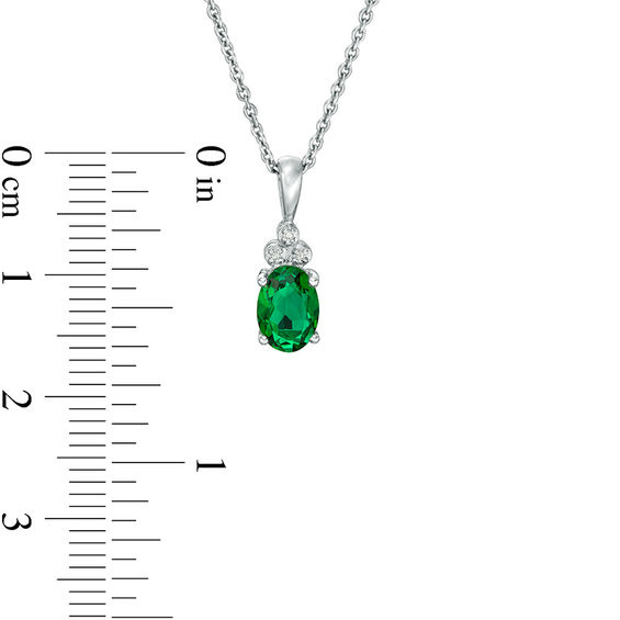 Oval Green Quartz Doublet and Diamond Accent Tri-Top Pendant in Sterling Silver