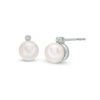 Thumbnail Image 0 of 6mm Cultured Freshwater Pearl and Diamond Accent Stud Earrings in Sterling Silver