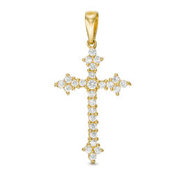 Cubic Zirconia Gothic-Style Cross Necklace Charm in 10K Solid Gold