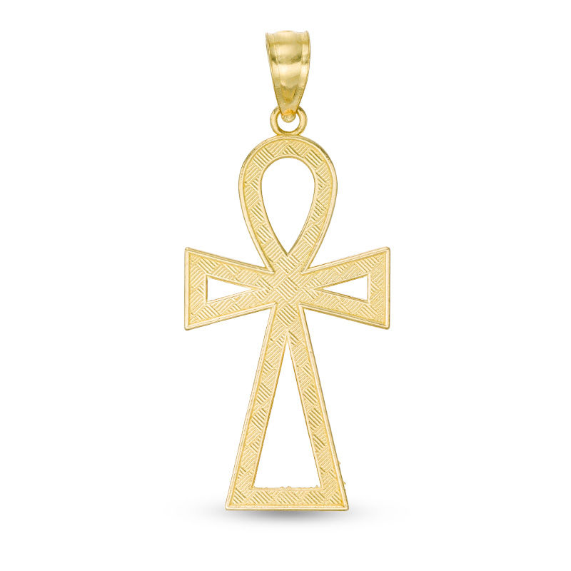 1 1/2" Ankh Cross Diamond Cut Textured Charm Pendant Real SOLID 10K Yellow Gold 1 1/2" Ankh Cross Diamond Cut Textured Charm Pendant Real SOLID 10K Yellow Gold