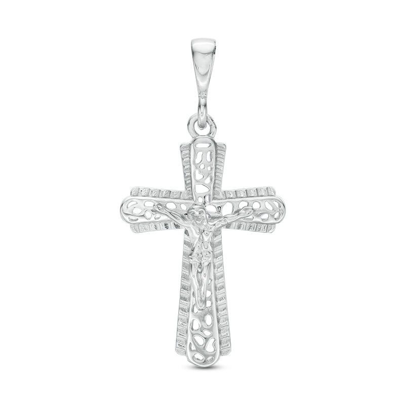 Main Image 1 of Ornate Cut-Out Crucifix Necklace Charm in Sterling Silver