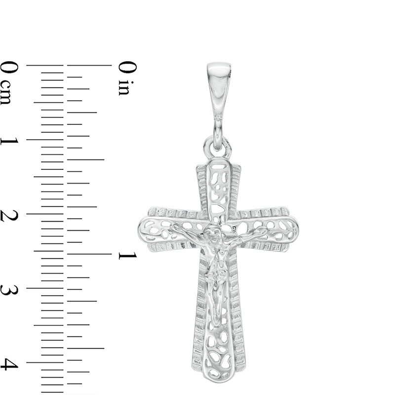 Main Image 2 of Ornate Cut-Out Crucifix Necklace Charm in Sterling Silver