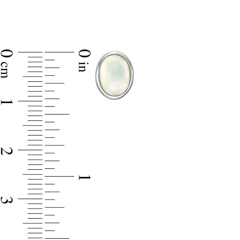 Main Image 2 of Oval Mother-of-Pearl Stud Earrings in Sterling Silver