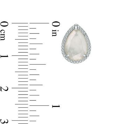 Pear-Shaped Mother-of-Pearl Bead Frame Stud Earrings in Sterling Silver