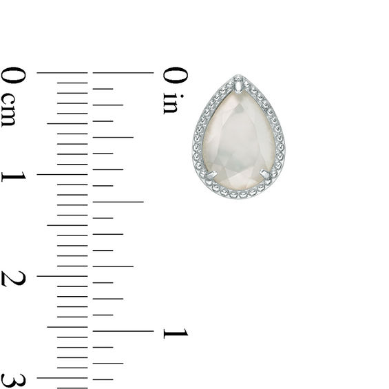 Pear-Shaped Mother-of-Pearl Bead Frame Stud Earrings in Sterling Silver