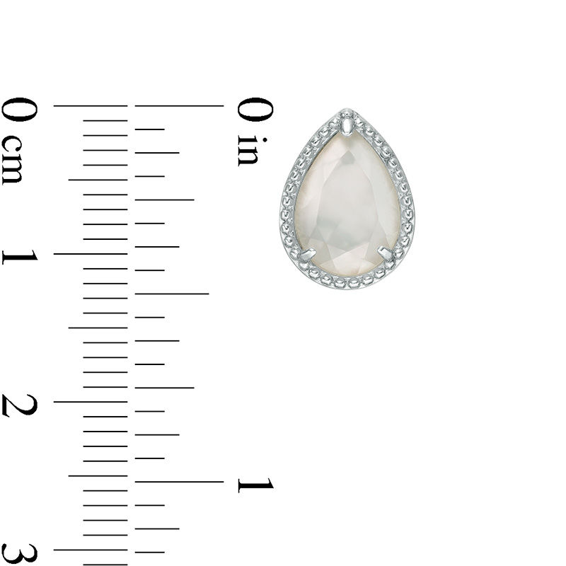 Main Image 2 of Pear-Shaped Mother-of-Pearl Bead Frame Stud Earrings in Sterling Silver