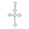 Cubic Zirconia Gothic-Style Cross Necklace Charm in Sterling Silver