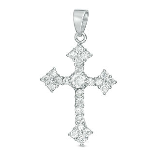 Cubic Zirconia Gothic-Style Cross Necklace Charm in Sterling Silver