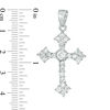 Cubic Zirconia Gothic-Style Cross Necklace Charm in Sterling Silver