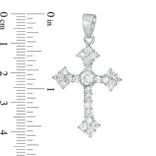 Cubic Zirconia Gothic-Style Cross Necklace Charm in Sterling Silver