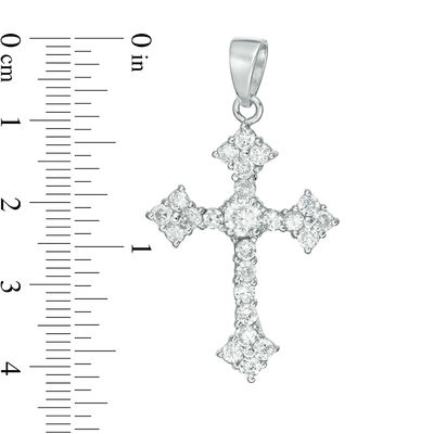 Cubic Zirconia Gothic-Style Cross Necklace Charm in Sterling Silver