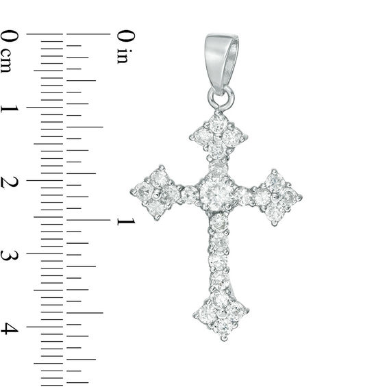 Cubic Zirconia Gothic-Style Cross Necklace Charm in Sterling Silver