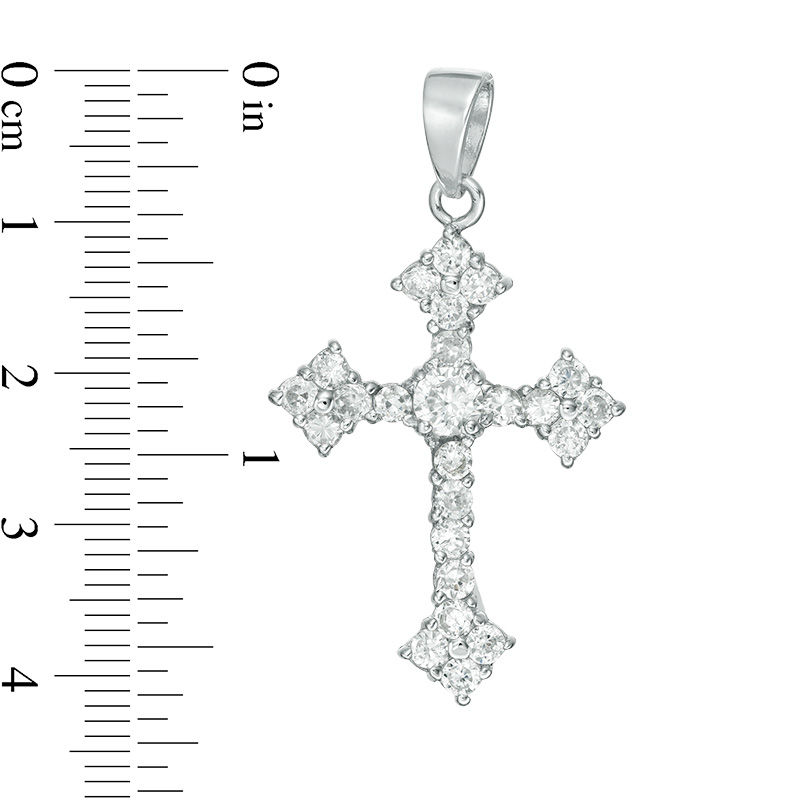 Cubic Zirconia Gothic-Style Cross Necklace Charm in Sterling Silver
