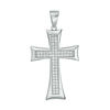 Cubic Zirconia Concave Edge Cross Necklace Charm in Sterling Silver