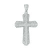 Thumbnail Image 1 of Cubic Zirconia Layered Cross Necklace Charm in Sterling Silver