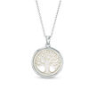 Thumbnail Image 1 of Mother-of-Pearl Tree of Life Circle Frame Pendant in Sterling Silver