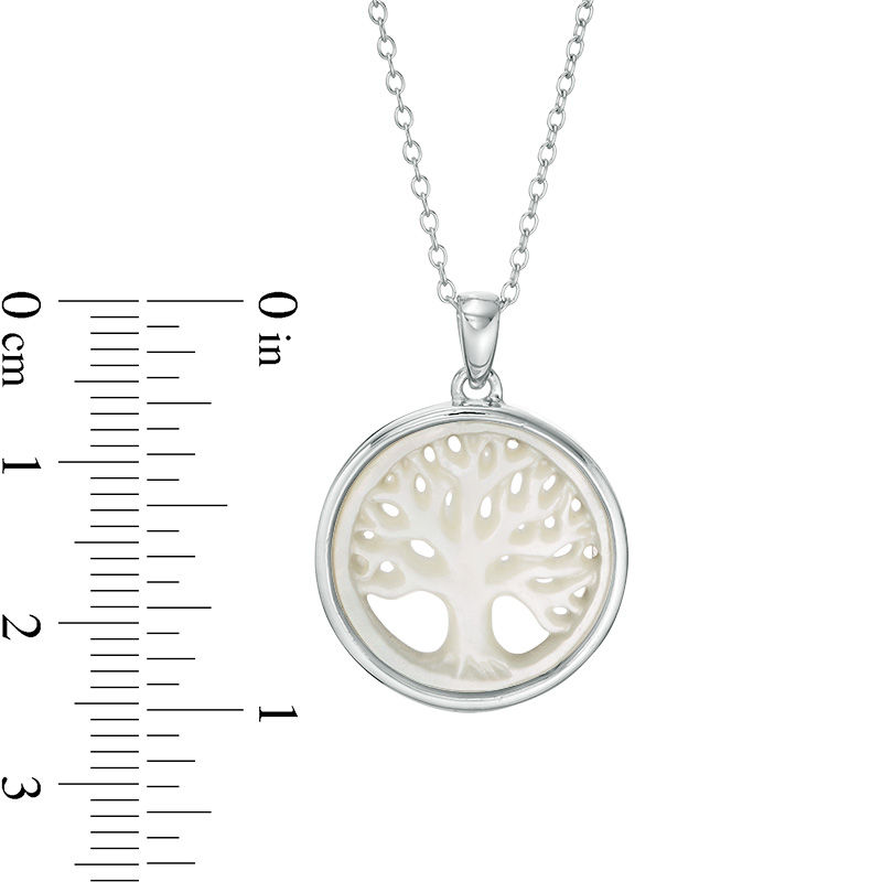 Main Image 2 of Mother-of-Pearl Tree of Life Circle Frame Pendant in Sterling Silver