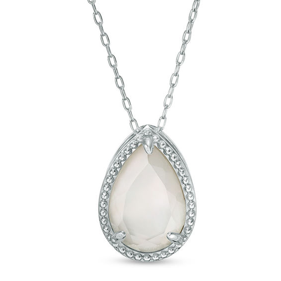 Pear-Shaped Mother-of-Pearl Vintage-Style Pendant in Sterling Silver