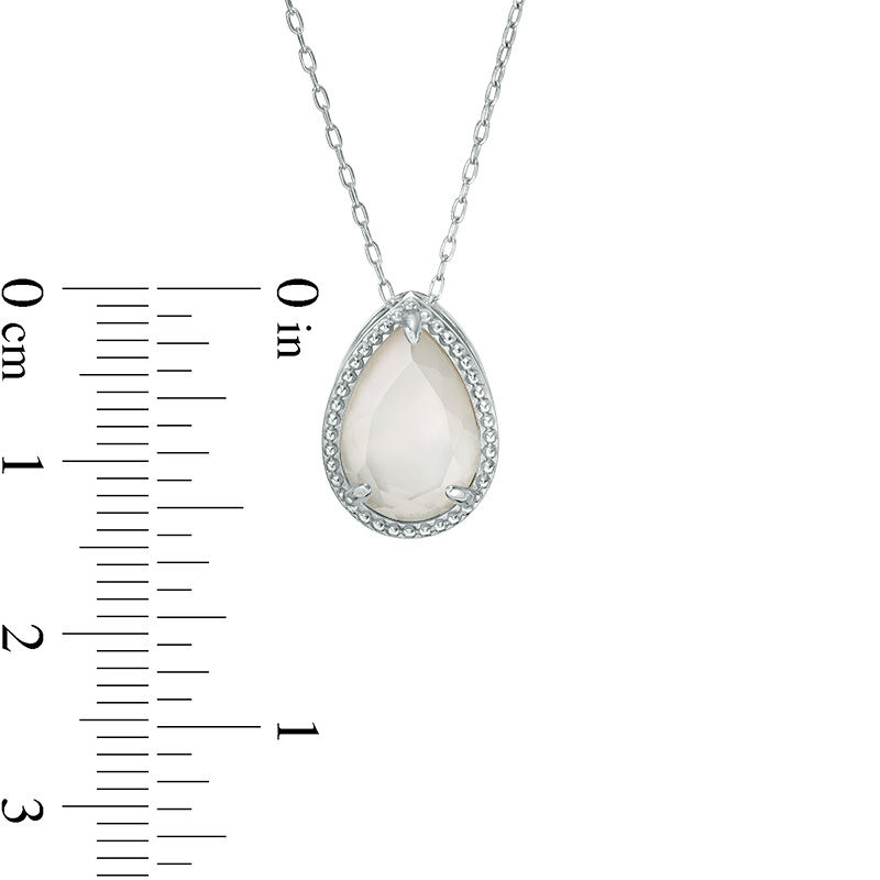 Main Image 2 of Pear-Shaped Mother-of-Pearl Vintage-Style Pendant in Sterling Silver