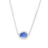 Thumbnail Image 1 of Sideways Abstract Pear-Shaped Lab-Created Blue and White Sapphire Frame Necklace in Sterling Silver