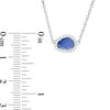 Thumbnail Image 2 of Sideways Abstract Pear-Shaped Lab-Created Blue and White Sapphire Frame Necklace in Sterling Silver