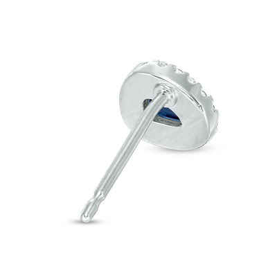 Pear-Shaped Lab-Created Blue and White Sapphire Frame Stud Earrings in Sterling Silver