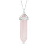 Thumbnail Image 1 of Hexagon Rose Quartz Prism Pendant in Sterling Silver - 20"