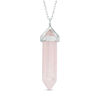 Thumbnail Image 0 of Hexagon Rose Quartz Prism Pendant in Sterling Silver - 20"