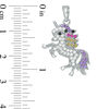 Thumbnail Image 1 of Multi-Color Cubic Zirconia Prancing Unicorn Necklace Charm in Solid Sterling Silver