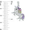 Thumbnail Image 2 of Sterling Silver CZ Multi-Color Prancing Unicorn Necklace Charm
