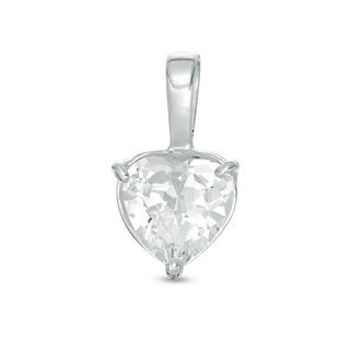 8mm Heart-Shaped Cubic Zirconia Necklace Charm in Sterling Silver