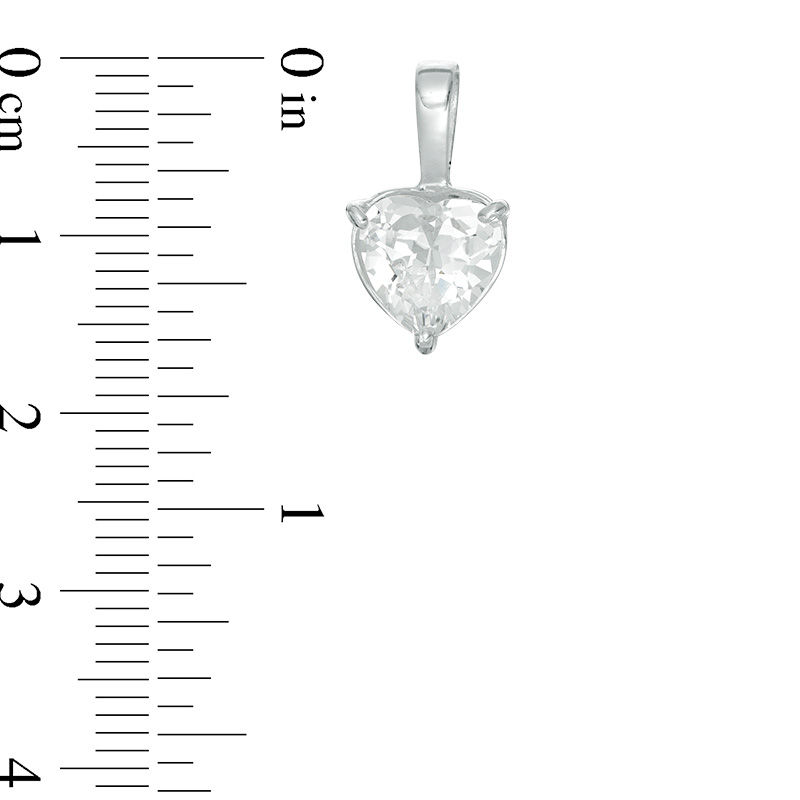 8mm Heart-Shaped Cubic Zirconia Necklace Charm in Sterling Silver