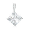 Thumbnail Image 1 of 10mm Princess-Cut Cubic Zirconia Necklace Charm in Sterling Silver