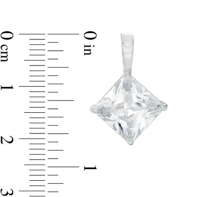 10mm Princess-Cut Cubic Zirconia Necklace Charm in Sterling Silver
