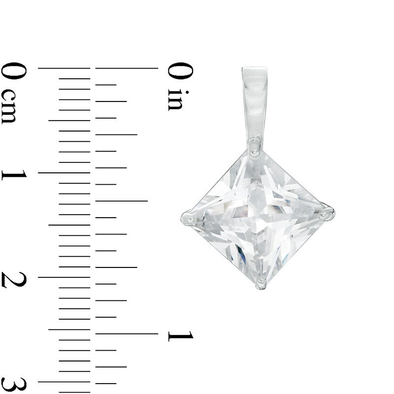 Main Image 2 of 10mm Princess-Cut Cubic Zirconia Necklace Charm in Sterling Silver