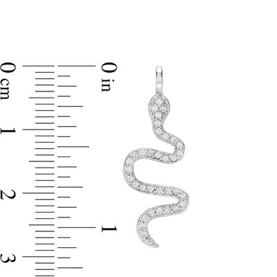 Cubic Zirconia Snake Necklace Charm in Sterling Silver