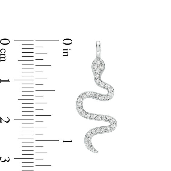 Cubic Zirconia Snake Necklace Charm in Sterling Silver
