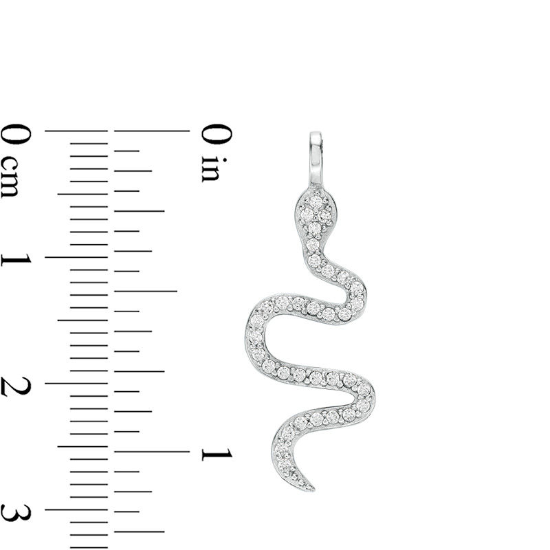 Cubic Zirconia Snake Necklace Charm in Sterling Silver