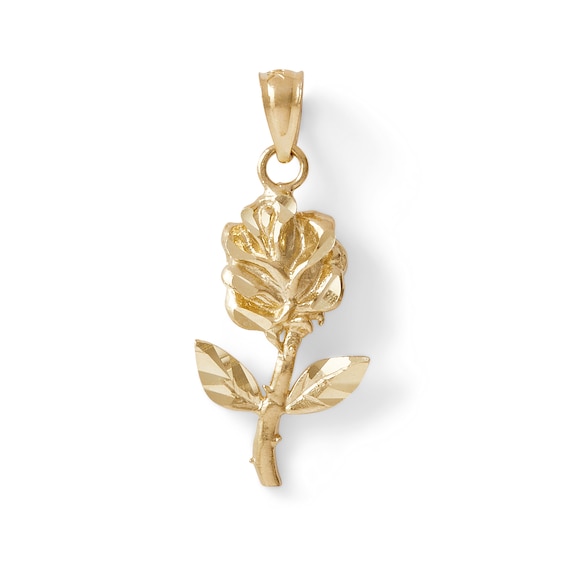 Rose Necklace Charm in 10K Solid Gold