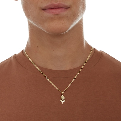 Rose Necklace Charm in 10K Solid Gold