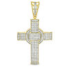 Thumbnail Image 1 of Cubic Zirconia Circle Wrapped Cross Necklace Charm in Yellow-Tone Sterling Silver
