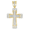 Thumbnail Image 0 of Cubic Zirconia Crown Accent Cross Necklace Charm in Yellow-Tone Sterling Silver