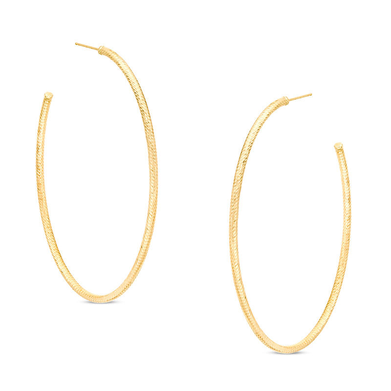 Diamond-Cut Oval Hoop Earrings in 10K Gold