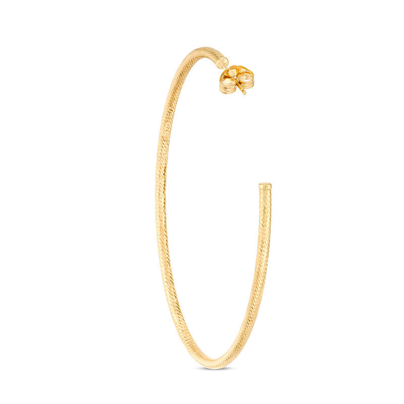 Main Image 2 of Diamond-Cut Oval Hoop Earrings in 10K Gold