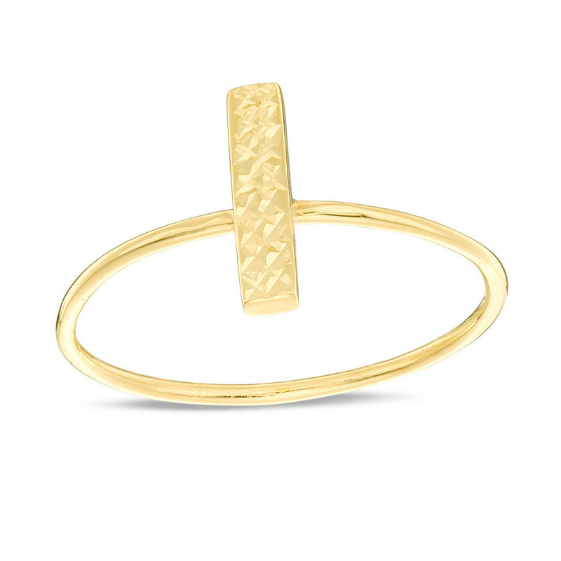 Diamond-Cut Vertical Bar Ring in 10K Gold - Size 7