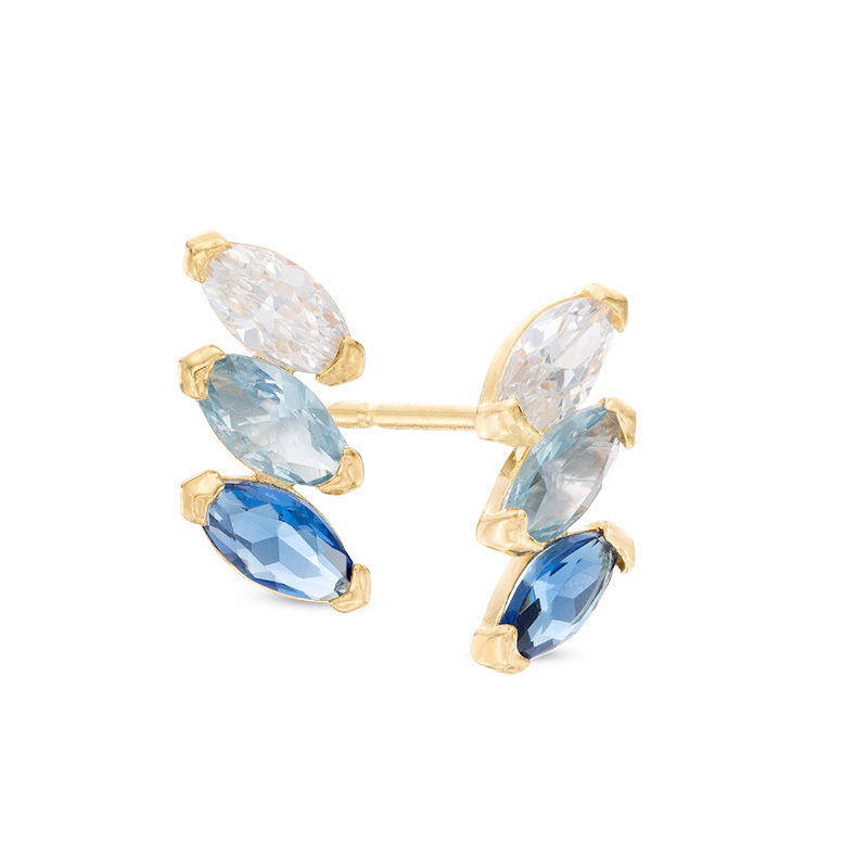Main Image 1 of Marquise Multi-Color Cubic Zirconia Slanted Trio Stud Earrings in 10K Gold