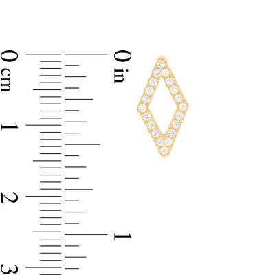 Cubic Zirconia Open Rhombus Huggie Hoop Earrings in 10K Gold
