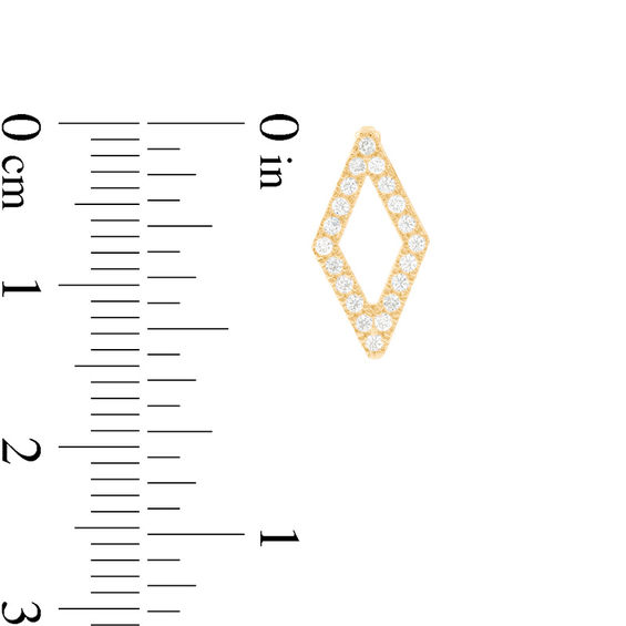 Cubic Zirconia Open Rhombus Huggie Hoop Earrings in 10K Gold