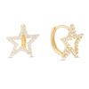 Thumbnail Image 1 of Cubic Zirconia Open Star Huggie Hoop Earrings in 10K Gold